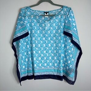 Talbots Portofino Poncho-Lightweight Semi Sheer-Blue White-Size XS-NWT